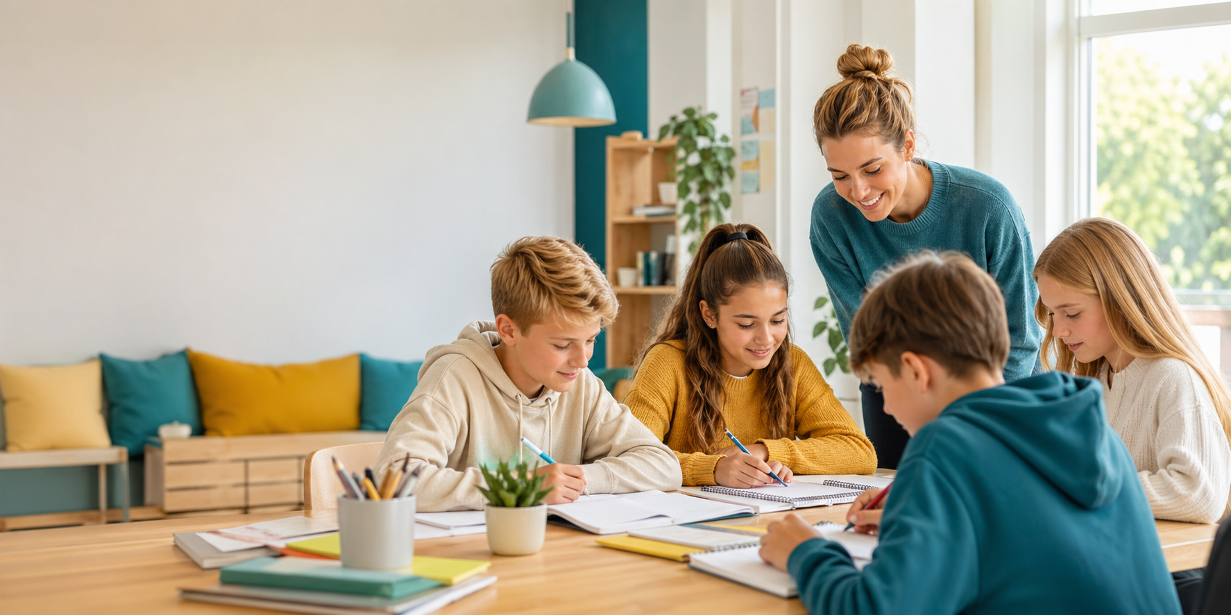 Leerling krijgt online persoonlijke begeleiding bij schoolwerk.